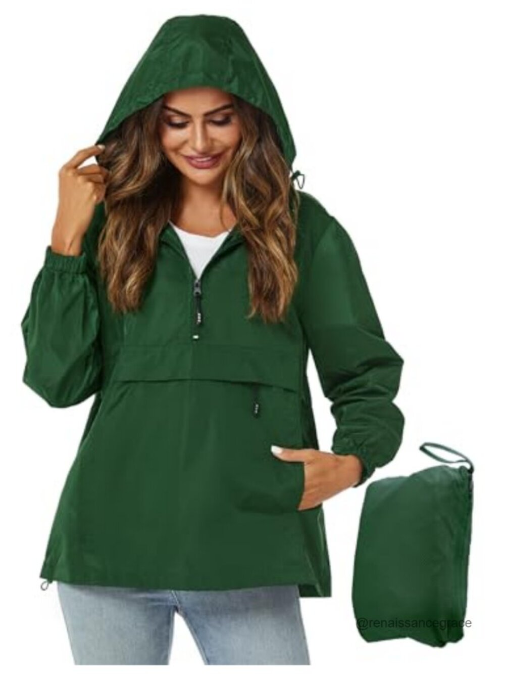 Women's Lightweight Waterproof Rain Jacket Packable Hooded Windbreaker